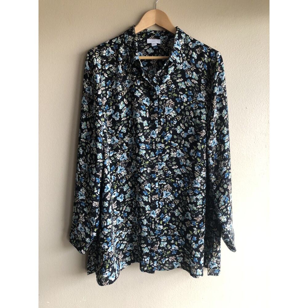 J.Jill Floral Button Down Shirt Size Large Long Sleeve